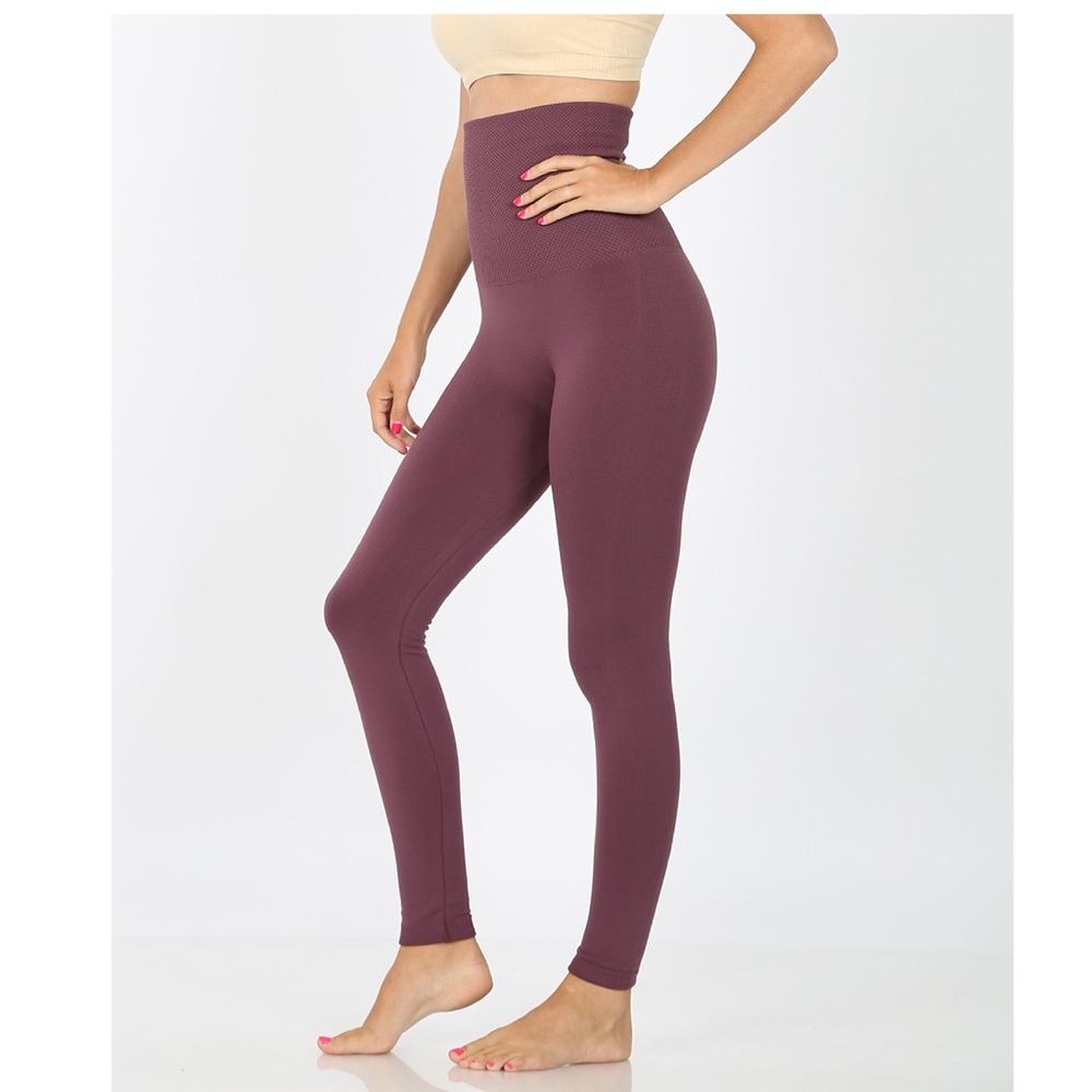 High Waist Tummy Control Seamless Fleece leggings - Picture 2 of 11